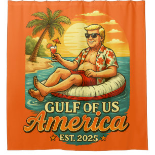Vintage Funny Trump America's Gulf 2025 Shower Curtain