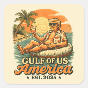 Vintage Funny Trump America's Gulf 2025 Square Sticker