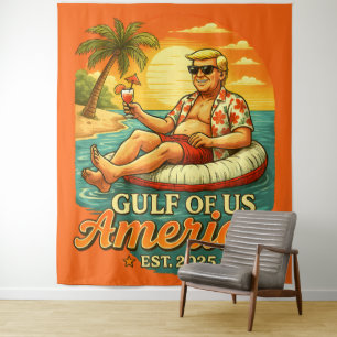 Vintage Funny Trump America's Gulf 2025 Tapestry