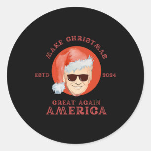 Vintage Funny Trump Make Christmas Great Gift 2024 Classic Round Sticker
