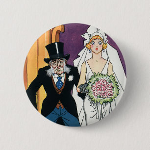Vintage Funny Wedding, May December Romance 6 Cm Round Badge