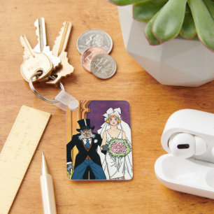 Vintage Funny Wedding, May December Romance Key Ring