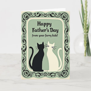 Vintage Furry Kids Fathers Day Card