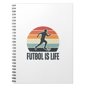 Vintage Futbol Is Life Soccer Player Shirt Design_ Notebook