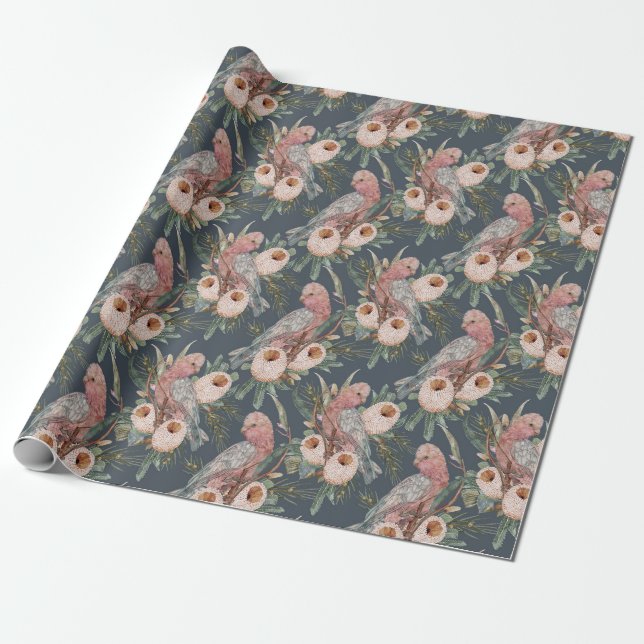 Vintage Galah Bush Garden Wrapping Paper (Unrolled)
