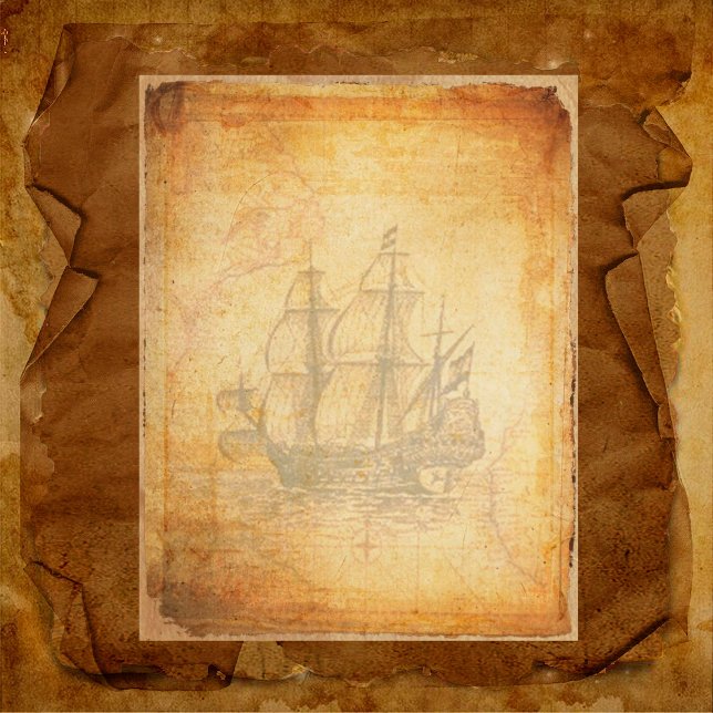 Vintage Galleon Grungy Scrapbook Paper (Creator Uploaded)