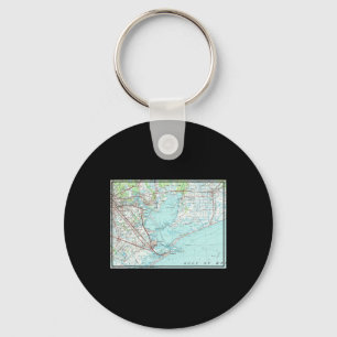 Vintage Galveston Bay Tx Nautical Map (1975) Key Ring