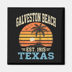 Vintage Galveston Beach Texas Retro Palm Tree Magnet