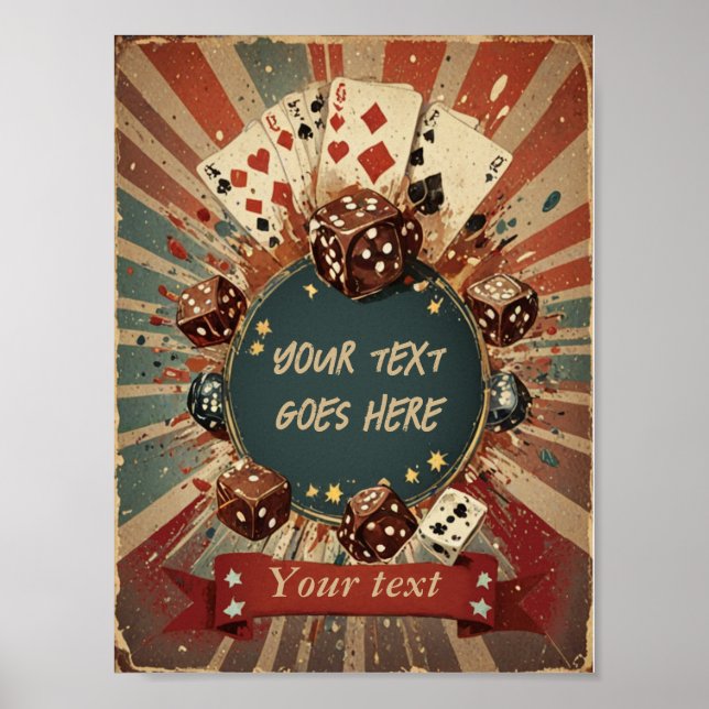 Vintage gambling editable poster (Front)