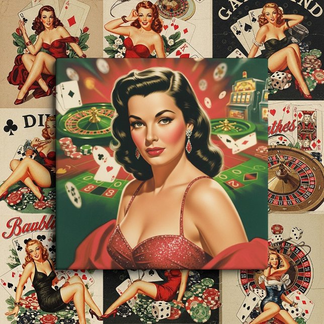 Vintage Gambling Pin-up Ceramic Tile (Creator Uploaded)