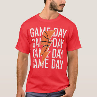 Vintage Game Day Basketball Lightning Bolt Funnyea T-Shirt
