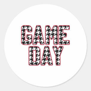 Vintage Game Day Houndstooth Alama American Footll Classic Round Sticker