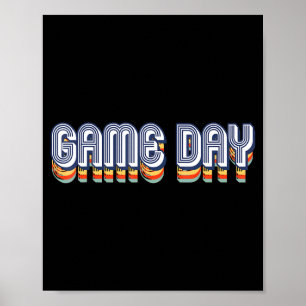Vintage Game Day Retro Football Volleyball Soccer  Poster