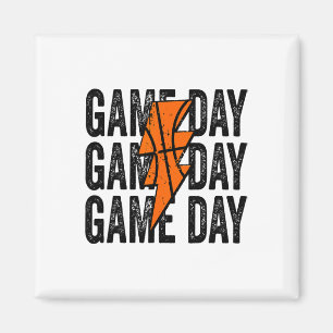 Vintage Game Day Sketll Lightning Bolt Funny Team Magnet