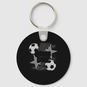 Vintage Game Day Soccer Lightning Bolt Funny Team Key Ring