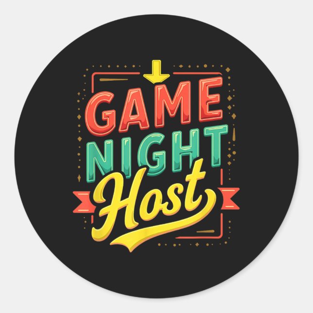 Vintage Game Night Host  Classic Round Sticker (Front)