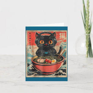 Vintage Gamer Cat Funny Ramen Retro Japanese Cat G Card