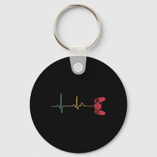 Vintage Gamer Heartbeat For Video Game Players Con Key Ring