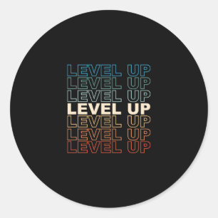 Vintage Gamer Level Up Video Game Lover Retro Gami Classic Round Sticker