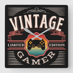 VINTAGE GAMER LIMITED EDITION SQUARE WALL CLOCK