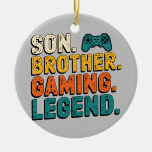 Vintage Gamer Son Brother Gaming Legend Boys Teens Ceramic Ornament