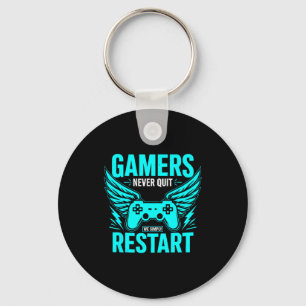Vintage Gamers Never Quit - We Simply Restart Gami Key Ring