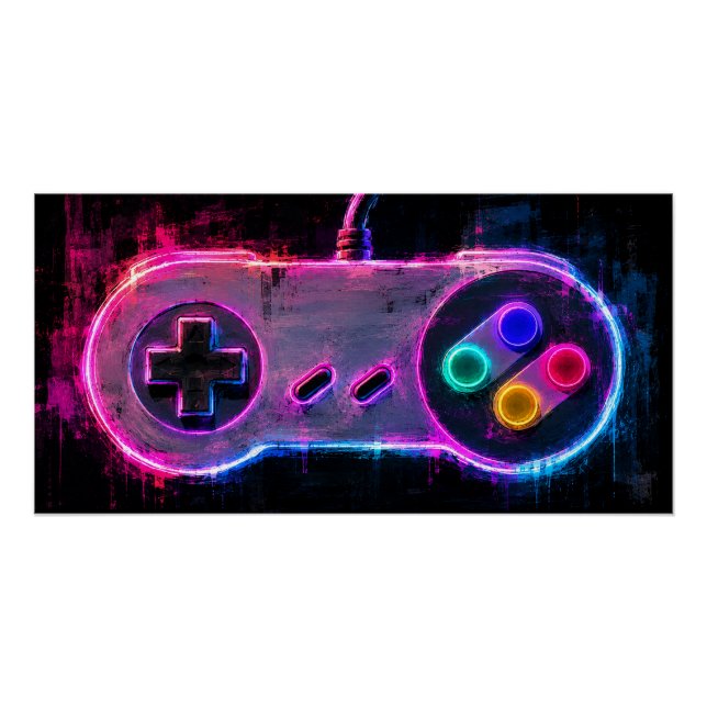 Vintage Gaming Controller Poster (Front)