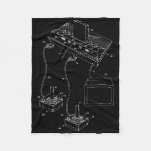 Vintage Gaming Diagram - Video Game Joystick Contr Fleece Blanket