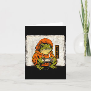 Vintage Gaming Frog Art Ukiyo Illustration Card