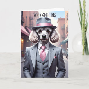 Vintage Gangster Poodle Card