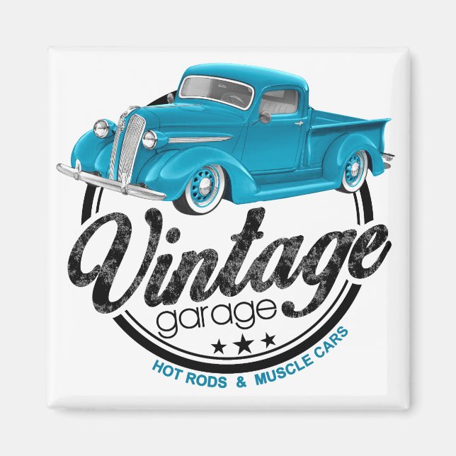 Vintage Garage Blue Magnet (Front)