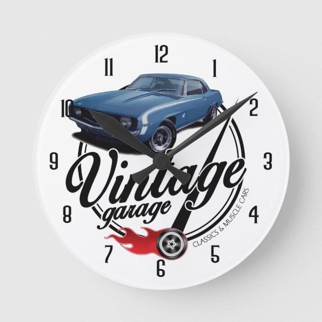 Vintage Garage Camaro Round Clock (Front)