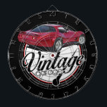 Vintage Garage Corvettes Dartboard<br><div class="desc">This is a rendering of a classic vehicle created using chalks,  markers,  and coloured pencils with a background digitally created.</div>