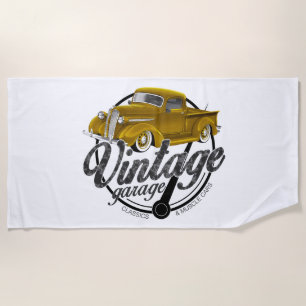 Vintage Garage Plymouth Beach Towel