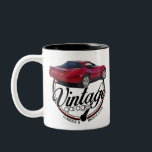 Vintage Garage Red Corvette Two-Tone Coffee Mug<br><div class="desc">This is a rendering of a classic car created using chalks,  markers,  and coloured pencils with a background digitally added.</div>