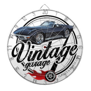Vintage Garage with Black Corvette Dartboard