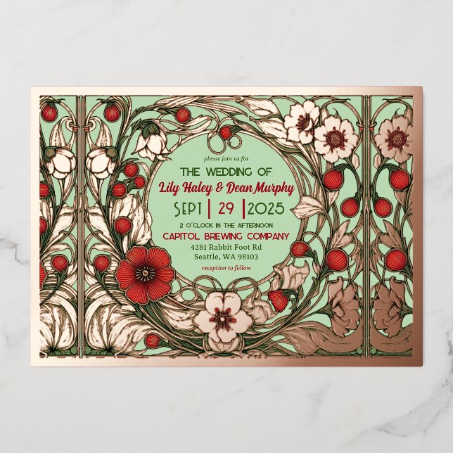 Vintage Garden Art Nouveau Rose Gold (Front)