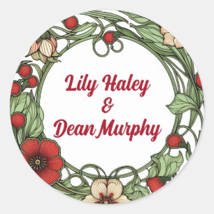 Vintage Garden Art Nouveau Wedding Classic Round Sticker