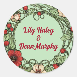 Vintage Garden Art Nouveau Wedding Classic Round Sticker