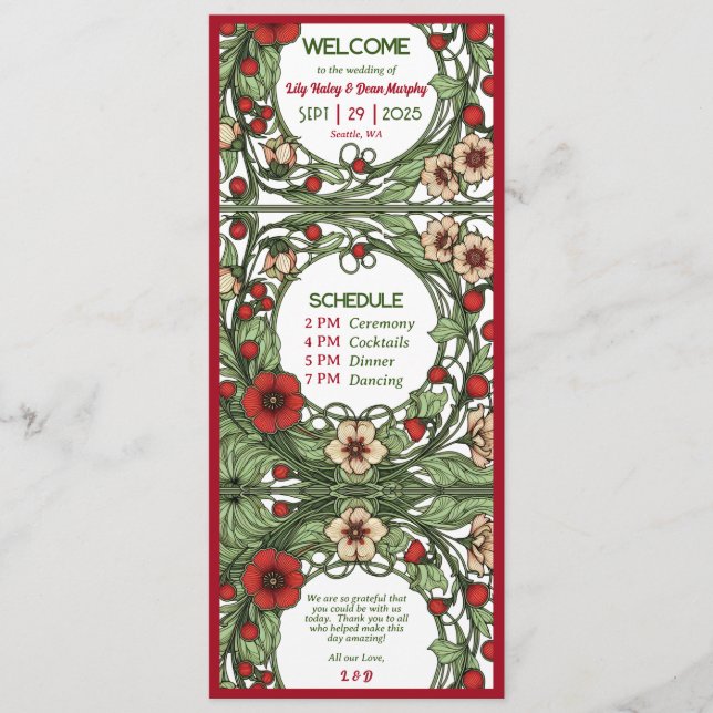 Vintage Garden Art Nouveau Wedding Program (Front)