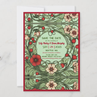 Vintage Garden Art Nouveau Wedding Save The Date
