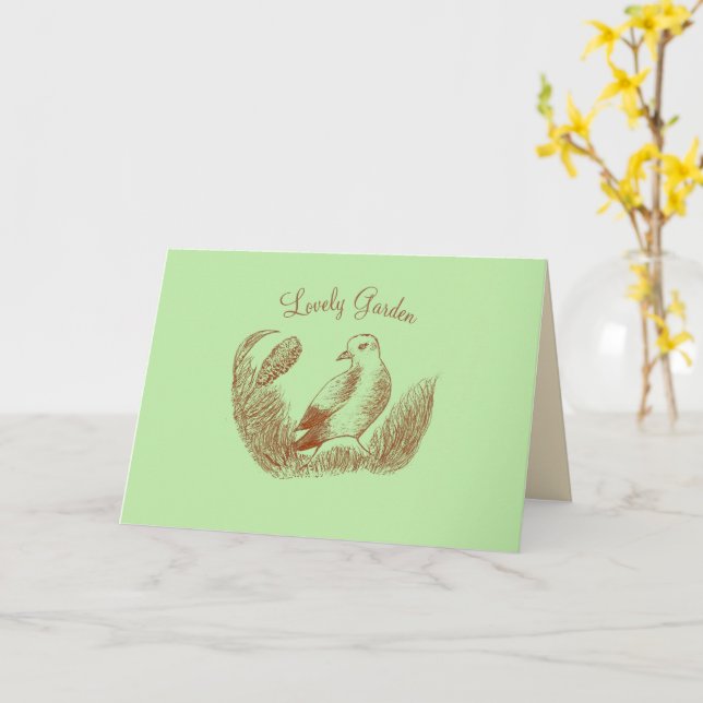 Vintage Garden Bird – Monochrome Elegant Floral Card (Yellow Flower)