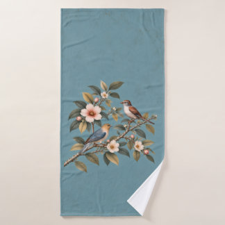 Vintage Garden Birds & Blossoms Bath Towel
