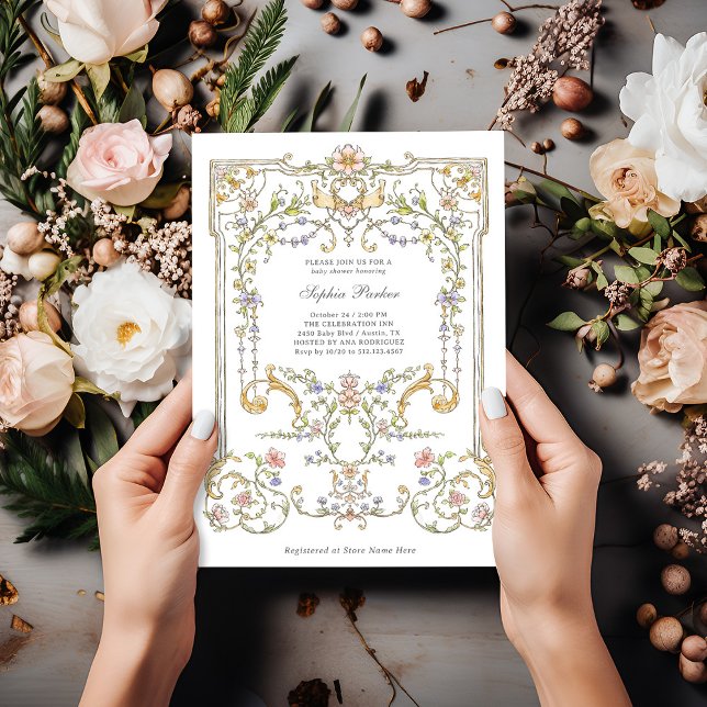 Vintage Garden | Colourful Elegant Baby Shower Invitation (Creator Uploaded)