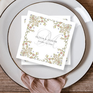 Vintage Garden Colourful Luxe Wedding Monogram Napkin