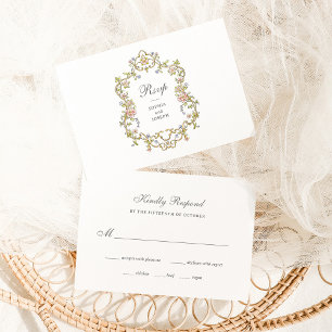 Vintage Garden   Colourful Luxe Wedding RSVP Card