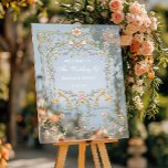 Vintage Garden | Colourful Luxe Wedding Welcome Acrylic Sign<br><div class="desc">This stunning and beautiful wedding welcome clear acrylic sign features an antique style, whimsical baroque illustrated frame decorated with colourful flowers and leaves in subtle shades of peach, pink, purple, green, and neutrals. A whimsical look that also recalls the Art Nouveau style or regency elegance. Elegant calligraphy and classic white...</div>