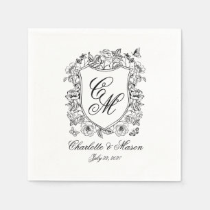 Vintage Garden Crest Monogram Wedding Napkin