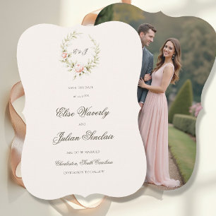 Vintage Garden Ethereal Blush Floral Photo Wedding Save The Date