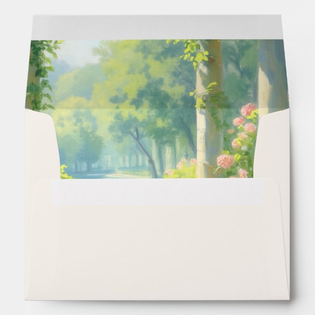Vintage Garden Ethereal Blush Roses Custom Envelope (Back (Bottom))
